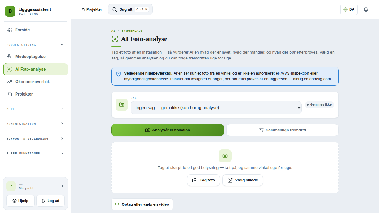 AI Foto-analyse i Byggeassistent